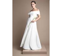 Coast Bardot Origami Satin Full Skirt Wedding Dress In Ivory ivory 8
