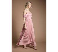 Coast Bardot Pleated Maxi Bridesmaid Dress In Antique Rose antique rose 10