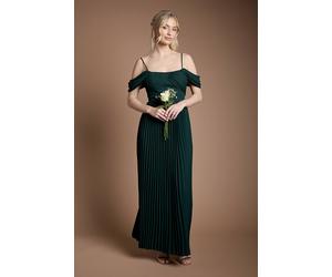 Coast Bardot Pleated Maxi Bridesmaid Dress In Emerald emerald 10