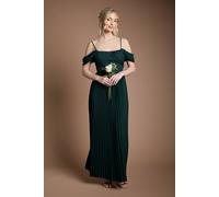 Coast Women's Bardot Pleated Maxi Bridesmaid Dress in Emerald | Size: 12 Coast Emerald 12
