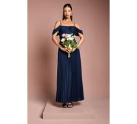 Coast Bardot Pleated Maxi Bridesmaid Dress In Navy navy 18