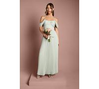Coast Bardot Pleated Maxi Bridesmaid Dress In Sage sage 16