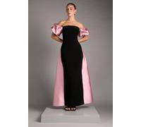 Coast Bardot Puff Sleeve Strapless Maxi Dress With Full Skirt Back Detail In Mono mono 12