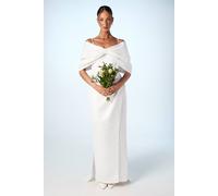 Coast Bardot Satin Wedding Dress With Bow Back Detail In Ivory ivory 18