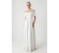 Coast Bardot Structured Satin Full Skirted Wedding Dress In Ivory ivory 10