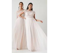 Coast Baroque Embellished Angel Sleeve Two In One Bridesmaid Dress In Blush blush 10