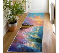 Coast Beach Sea Runner Rugs for Hallway 65x180 cm, Ocean Wave Runner Rug, Blue Washable Non Slip Long Carpet, Floor Mat, Kitchen Bedroom Living Room Hall Entrance Decor （BU301）