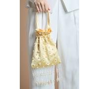 Coast Bella Pearl Detail Satin Cross Body Bag In Lemon lemon