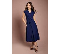 Coast Belted Crepe Dress, 10, Navy