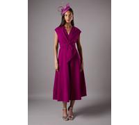 Coast Women's Belted Crepe Midi Dress in Berry | Size: 10 Coast Berry 10