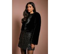 Coast Women's Occasion Short Edge To Edge Faux Fur Coat in Black | Size: 16 Coast Black 16