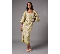 Coast Blouson Sleeve Belted Lace Midi Dress In Ivory ivory 8