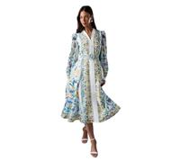 Coast Boarder Printed Organza Shirt Dress, 10, White