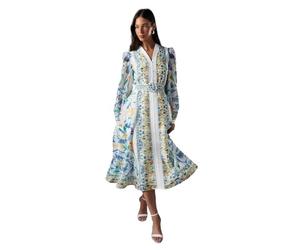 Coast Boarder Printed Organza Shirt Dress, 10, White