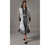 Coast Border Printed Organza Shirt Dress In Mono mono