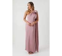 Coast Bow And Drape Detail One Shoulder Satin Bridesmaid Dress In Antique Rose antique rose 16
