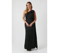 Coast Bow And Drape Detail One Shoulder Satin Bridesmaid Dress In Black black 8