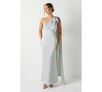 Coast Bow And Drape Detail One Shoulder Satin Bridesmaid Dress In Sage sage 14