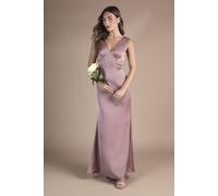 Coast Women's Bow Back V Neck Satin Bridesmaid Dress in Dusty Mauve | Size: 12 Coast Dusty Mauve 12