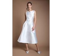 Coast Bow Detail Full Skirt Midi Wedding Dress In Ivory ivory