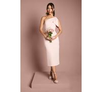 Coast Bow One Shoulder Midi Bridesmaid Dress In Blush blush 12