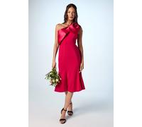 Coast Bow One Shoulder Midi Dress In Magenta magenta 16