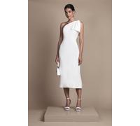 Coast Bow One Shoulder Midi Wedding Dress In Ivory ivory