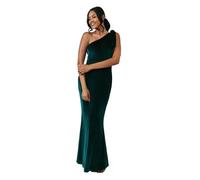 Coast Bow One Shoulder Velvet Bridesmaid Maxi Dress In Emerald emerald 16