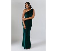 Coast Bow One Shoulder Velvet Bridesmaid Maxi Dress In Emerald emerald 16