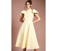 Coast Bow Shoulder Crepe Midi Dress In Lemon lemon 12