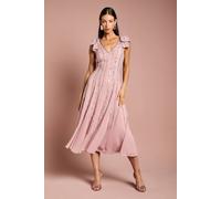 Coast Bow Shoulder Embellished Midi Dress In Blush blush 12