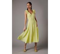 Coast Women's Bow Shoulder Embellished Midi Dress in Yellow | Size: 12 Coast Yellow 12