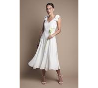 Coast Bow Shoulder Embellished Midi Wedding Dress In Ivory ivory