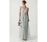 Coast Bow V Neck Mesh Bridesmaid Maxi Dress In Sage sage 10