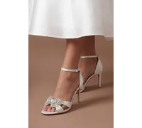 Coast Bridal Candie Satin Embellished Bow High Stiletto Heel Sandals In White white