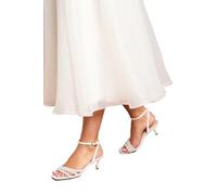Coast Bridal Kansas Satin Pearl Detail Kitten Heel Sandals, 6, white