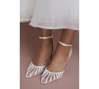 Coast Women's Bridal Krystal Satin Mesh Detail High Stiletto Heel Court Shoes in White | Size: 6 Coast White 6