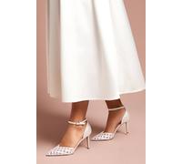 Coast Bridal Sophia Satin & Mesh Detail high Stiletto Heel Court Shoes, 8, Ivory