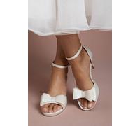 Bridal Tala Satin Structured Bow High Heel Platform Sandals Coast White 7