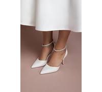 Coast Bridal Wide Fit Faux Leather Tatiana Jewelled Anklet High Stiletto Court Shoes In White white 7