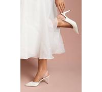 Coast Bridal Wide Fit Sabrina Satin Diamante Trim Slingback High Stiletto Court Shoes In White white 3