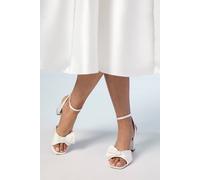 Coast Bridal Wide Fit Tina Satin Soft Ruffle High Block Heel Sandals In Ivory ivory
