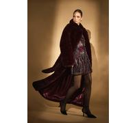 Coast Burgandy Occasion Belted Longline Faux Fur Coat In Burgundy