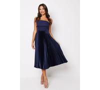 Coast Button Front Bandeau Pleat Skirt Midi Dress In Navy navy 12