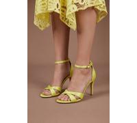 Coast Cadenza Satin Cross Strap High Stiletto Heel Sandals In Chartreuse chartreuse