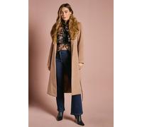 Coast Women's Camel Faux Fur Collar Occasion Belted Midi Coat | Size: 16 Coast Camel 16