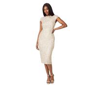 Coast Cap Sleeve Pearl Embellished Pencil Dress, 12, Champagne