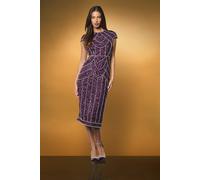 Coast Women's Cap Sleeve Pearl Embellished Pencil Dress in Berry | Size: 10 Coast Berry 10