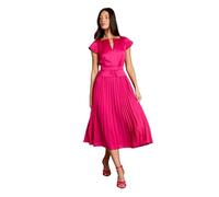 Coast Cap Sleeve Pleated Skirt Midi Wedding Guest Dress, 14, Pink