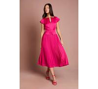 Coast Women's Cap Sleeve Pleated Skirt Midi Wedding Guest Dress in Pink | Size: 12 Coast Pink 12